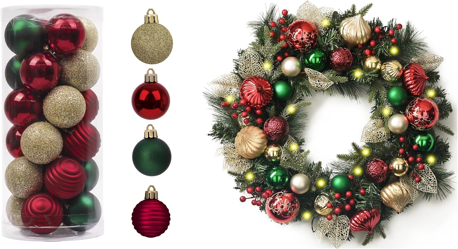 Valery Madelyn 2 Pcs Christmas Decor Value Pack Bundle for Outdoor Indoor Home Fireplace Mantel Front Door Decorations