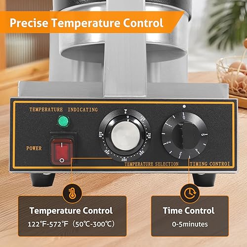 Miniatura 10 de WICHEMI Máquina de gofres comercial 360 Flip antiadherente giratorio Waffle Iron Control de tiempo Temperatura ajustable Cuerpo de acero inoxidable