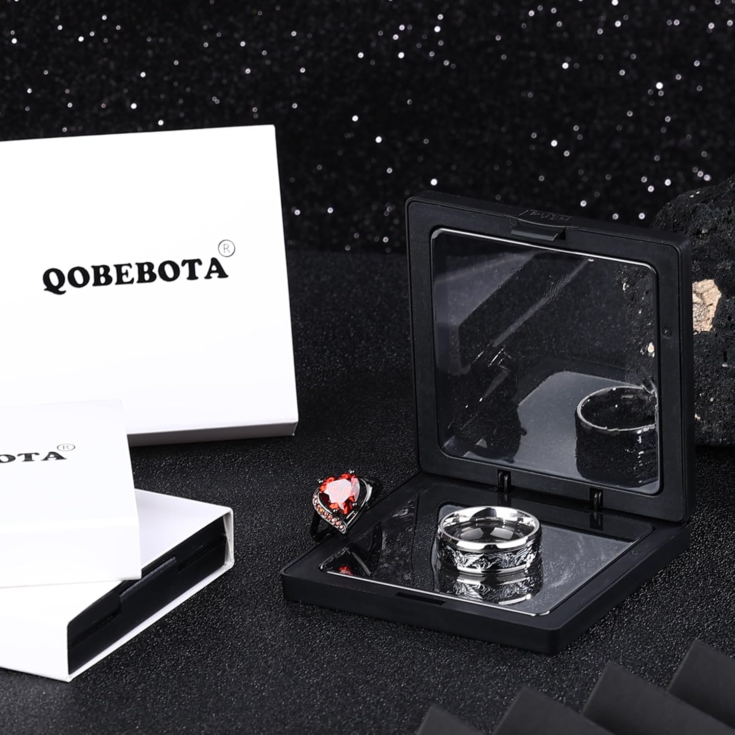 Mens Wedding Band Black Stainless Steel Engagement Ring 8mm Width Eagle Viking Ring Non Tarnish Silver Promise Rings for Him Statement Rings for Men Size 8-12 Silver&Black 12 image 6 of 6 B0FL1TYRWF