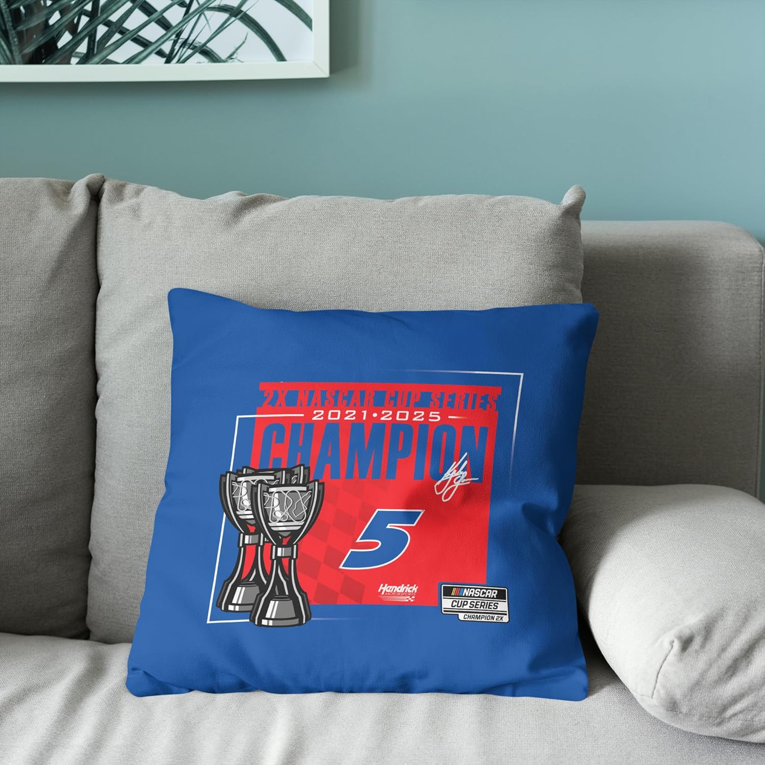 Northwest NASCAR 2025 Cup Series Champion Kyle Larson Double-Sided Throw Pillow 18x18 Inches, Soft Decorative Racing Accent Cushion
