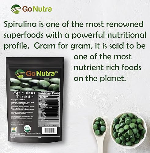 Miniatura 2 de Comprimidos orgánicos de Spirulina 3000 mg por servido 720 comprimidos  Superalimentos ricos en minerales vitaminas clorofila ácidos de Amino ácidos