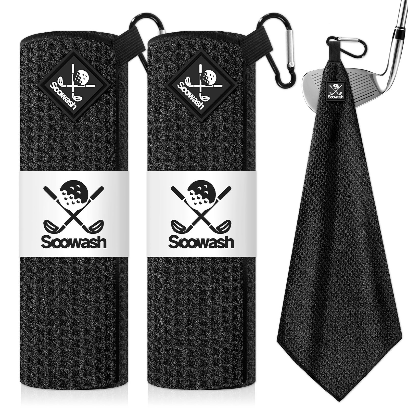Magnetic Golf Towel 2-Pack 18x18 Waffle