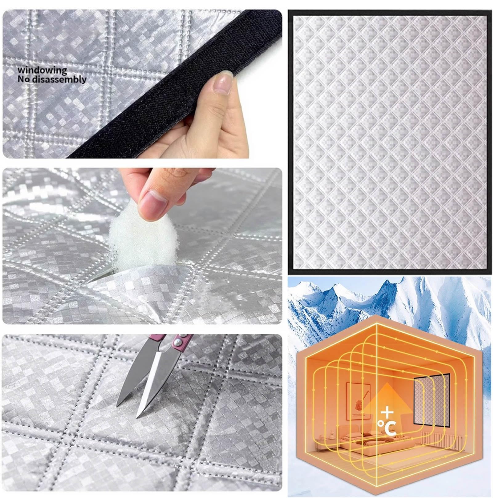 Kit di Isolamento per Finestre,Tende Termiche Isolanti per Il Freddo per Inverno ed Estate,Pellicola Isolante Termico Adesivo Riduce il Freddo e il Calore,Autoadesiva (200cm x 220cm)