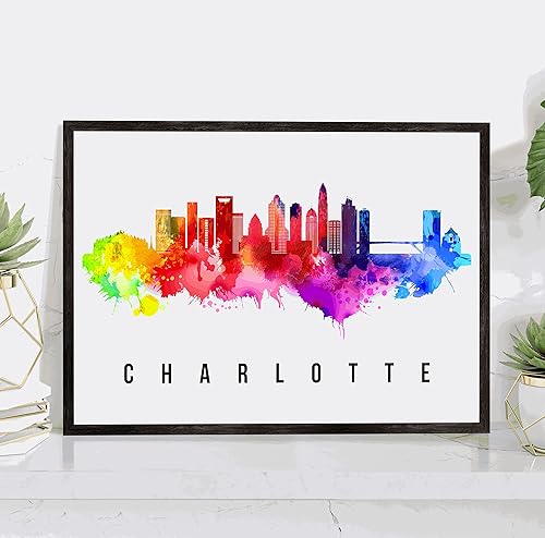 Miniatura 1 de Póster de Charlotte Skyline de Carolina del Norte, pintura de paisaje urbano de Charlotte, póster de Charlotte Carolina del Norte, impresión de