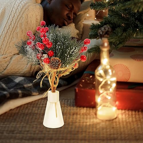 Vista 3 de ARTIBETTER Bayas de acebo artificiales para decoración de árbol de Navidad, 12
