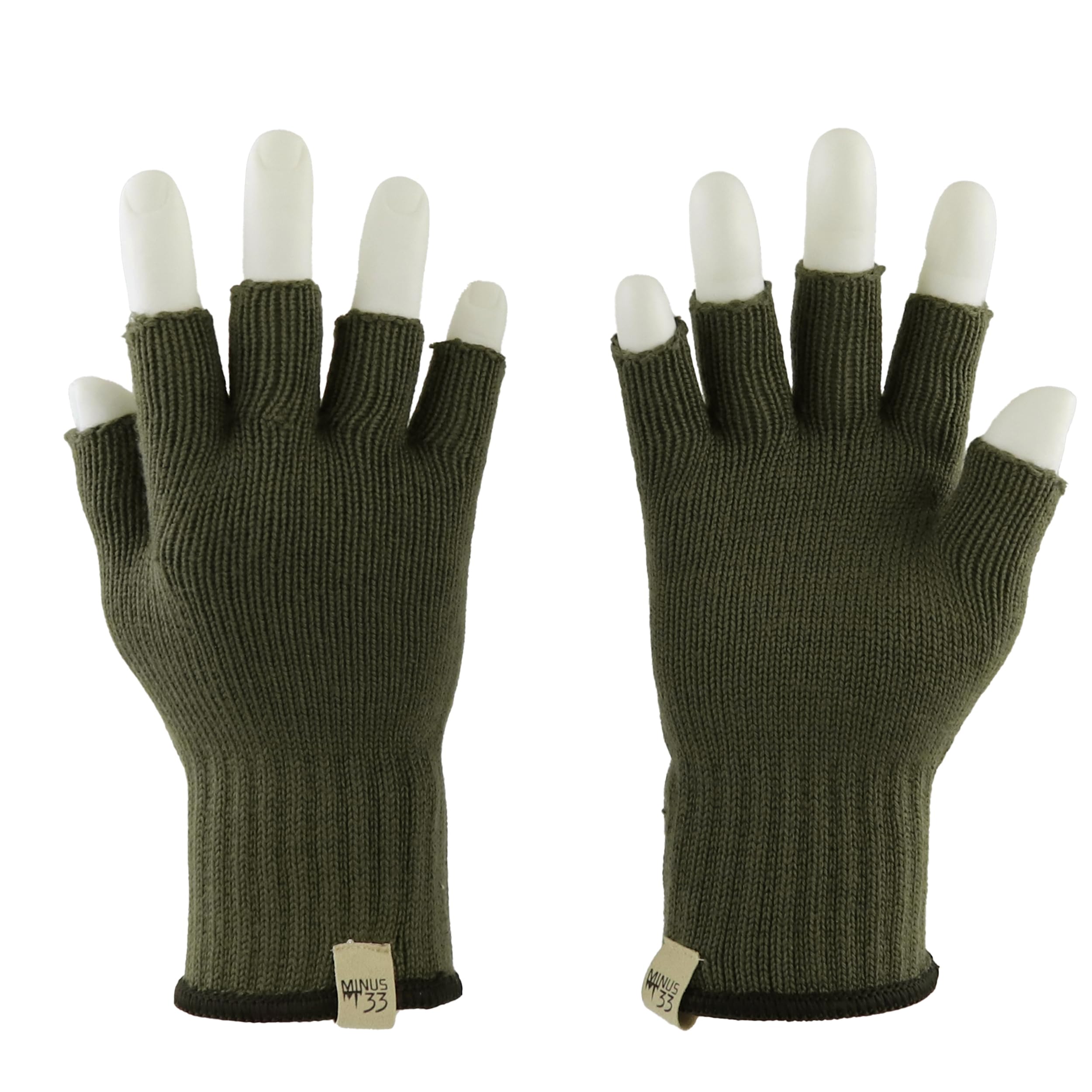 Merino Wool Fingerless Gloves - Hunting and Fishing Liner - Half Finger Warm Knitted Gloves