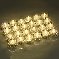 Vista 2 de Luces LED sumergibles, impermeables, para bodas, luces LED subacuáticas, velas de té para centros de mesa, fiestas, Navidad, juego de 24, blanco