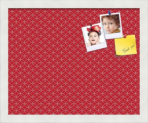 Miniatura 153 de PinPix Tablero de anuncios de corcho de 12 x 12 pulgadas. Este tablero decorativo enmarcado viene con diseño de círculos B W y un marco blanco