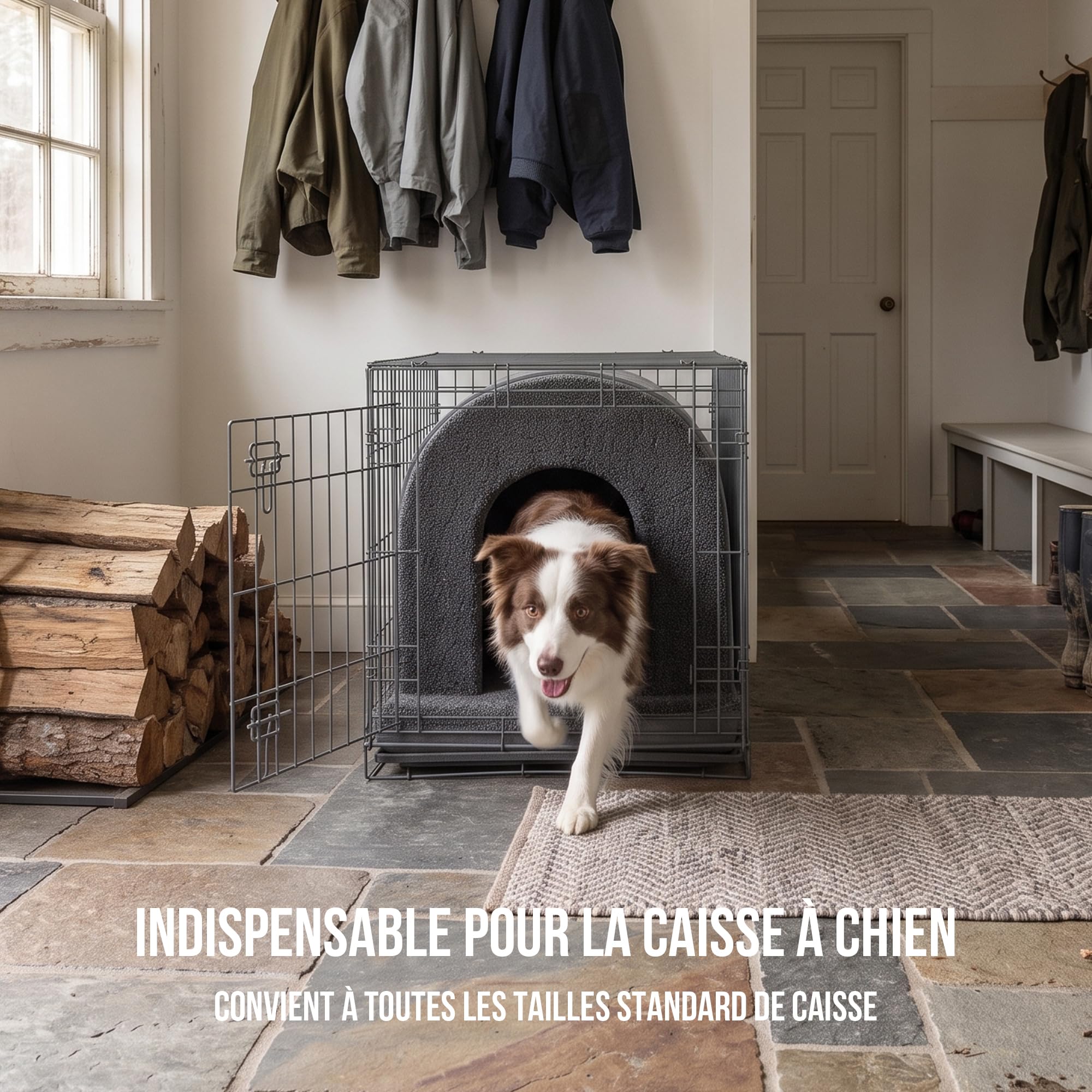 PELZIN Lit Orthopédique pour Chien Maisonnette – Chenil Intérieur avec Mousse Alvéolée (Type Œuf) – Abri surélevé pour Animal avec Grotte Couverte – Adapté à Une Caisse de 91 cm – 89x59 cm