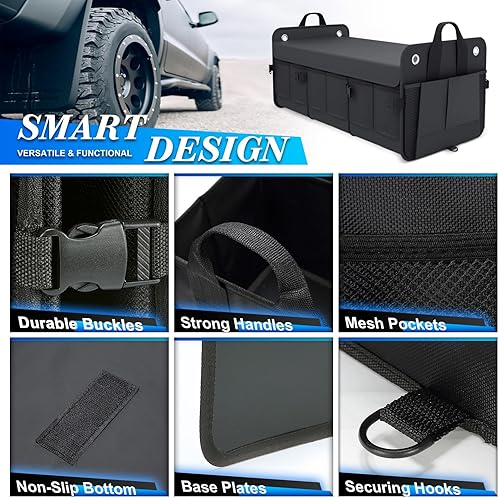 Miniatura 2 de Organizador de maletero de coche Knodel, plegable, resistente, plegable, organizador de almacenamiento para maletero de coche, organizador de carga