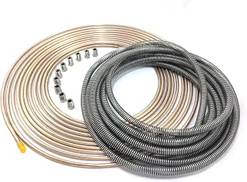 The Stop Shop 25 Ft. of 3/16" 4.75 mm Copper Nickel Tubing with Stainless Armor and Stainless Fittings
