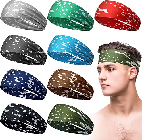 Bandas de sudor para hombres, para entrenamiento, deportes, diadema para hombres, diadema de camuflaje, diadema que absorbe el sudor, banda ancha