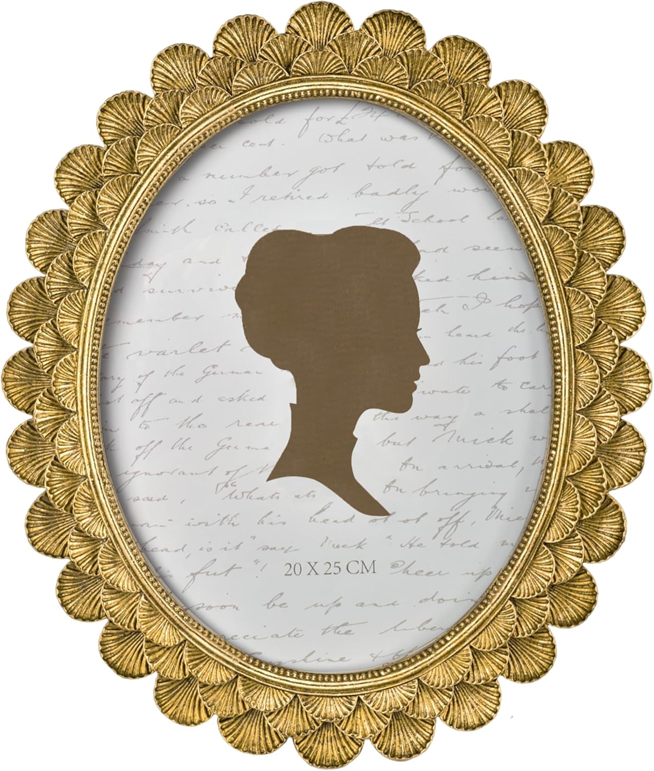 AELS 8x10 Inch Vintage Scalloped Picture Frame, Elegant Antique Oval Photo Frames with Glass Front, Photo Display, Tabletop Wall Hanging, Gift Ideas, Golden Bronze