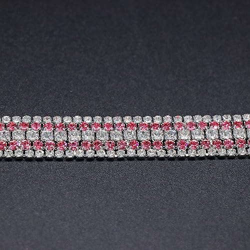 Miniatura 3 de Jerler Cadena de diamantes de imitación de cristal rojo de 1 yarda, decoración y adornos de novia, ideal para bodas, 0.6 pulgadas de ancho
