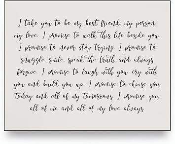 I Take You to Be My Best Friend Love Quote Wall Art Print Inspirational Wedding Vows Wall Decor for Couples, Bedroom, and Home Romantic Gift for Newlyweds & Anniversaries (Unframed, 14x11 Inches)