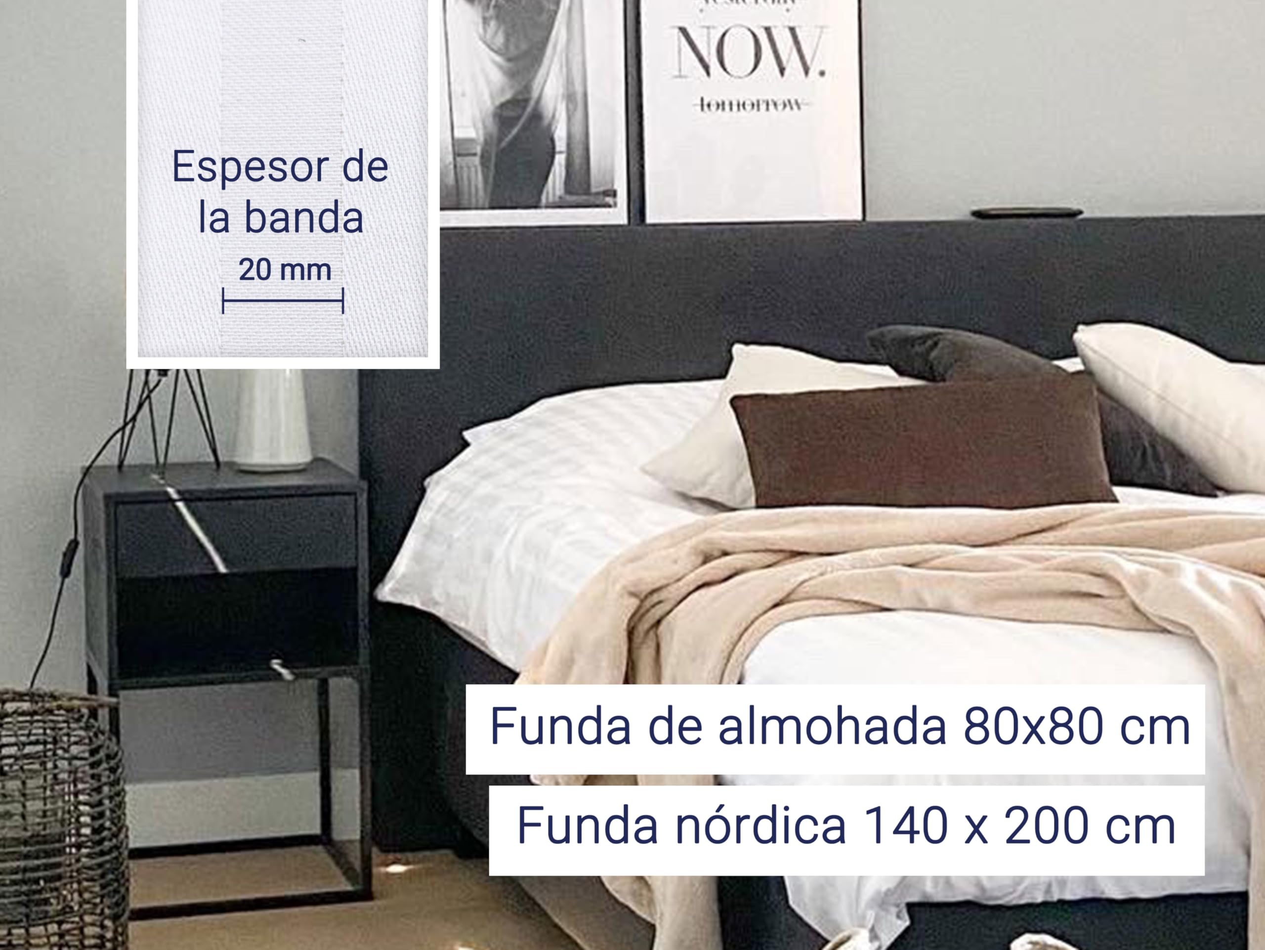 ZOLLNER Ropa de Cama de satén, compuesta por Funda de Almohada y Funda nórdica - 80 x 80 cm + 140 x 200 cm - Elegante diseño a Rayas (20 mm) - algodón - Lavable hasta 95 °C - Calidad hotelera
