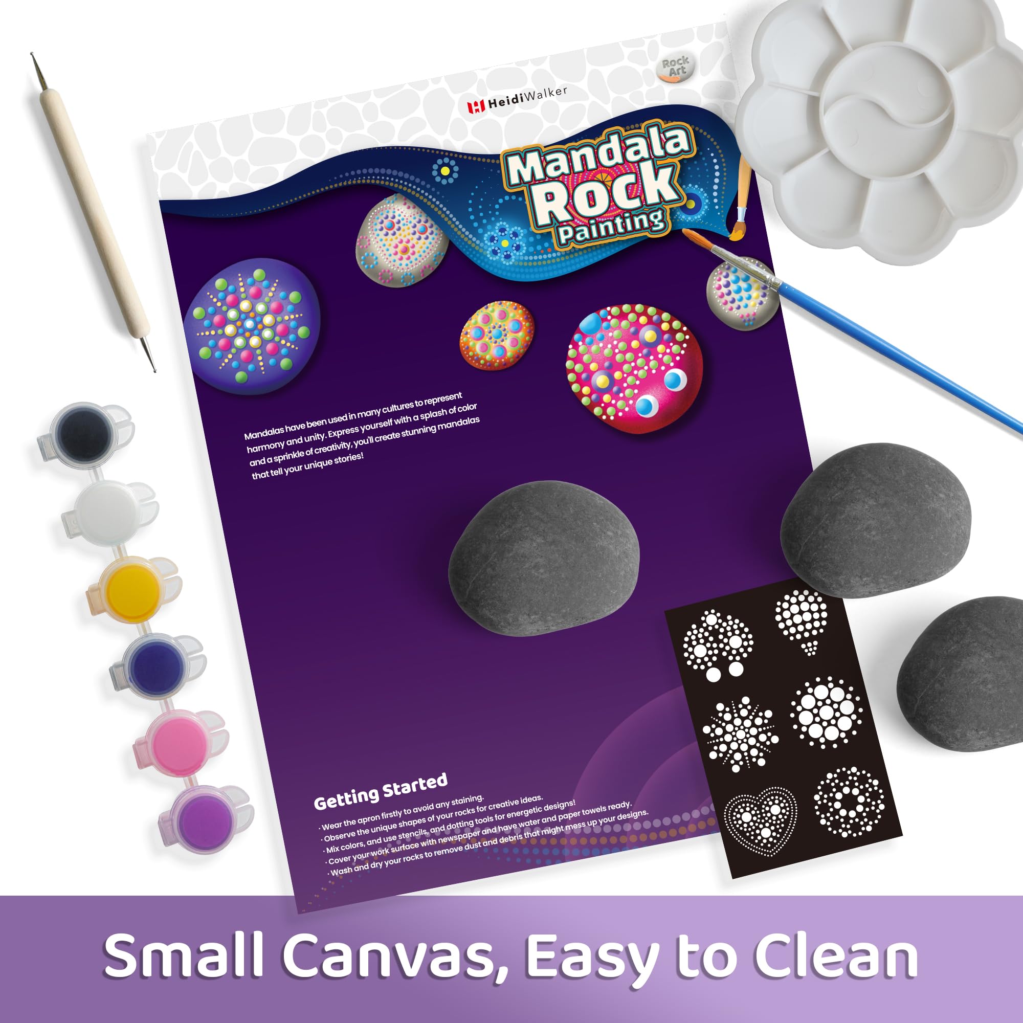 Piano Potato 10 Pièces Set de Pierres Mandala à Peindre pour Enfants, Kit de Bricolage pour Enfants à Partir de 6 Ans, Cadeau d'Anniversaire pour Filles & Garçons de 6-12 Ans