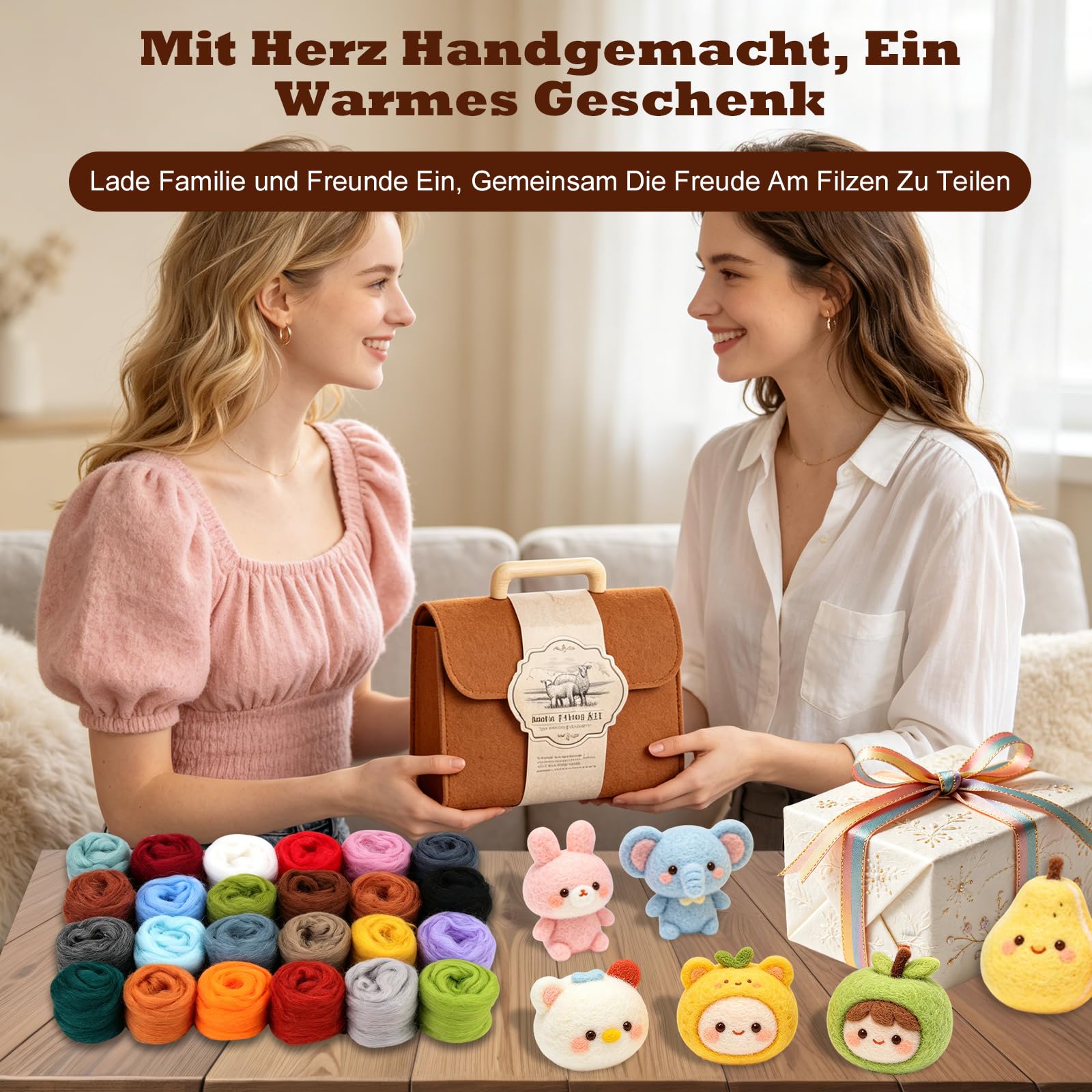 CILIENG Kit de feutrage aiguilleté 24 couleurs - Kit de démarrage pour débutants - Laine à feutrer avec sac de rangement - Accessoires complets avec support en mousse - Aiguilles à feutrer
