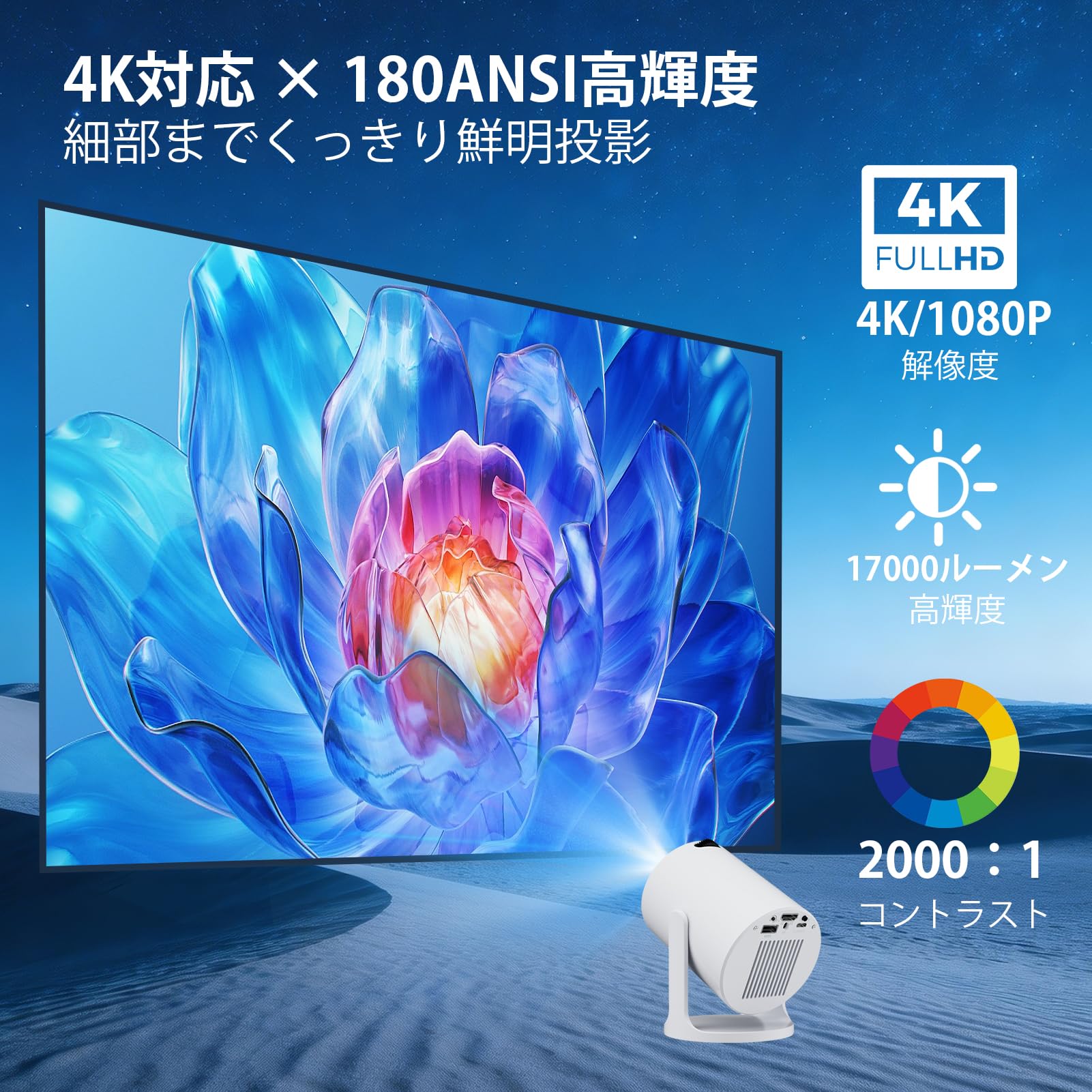 Amazon.co.jp: ZAIDER プロジェクター 家庭用 小型 4K対応 天井投影