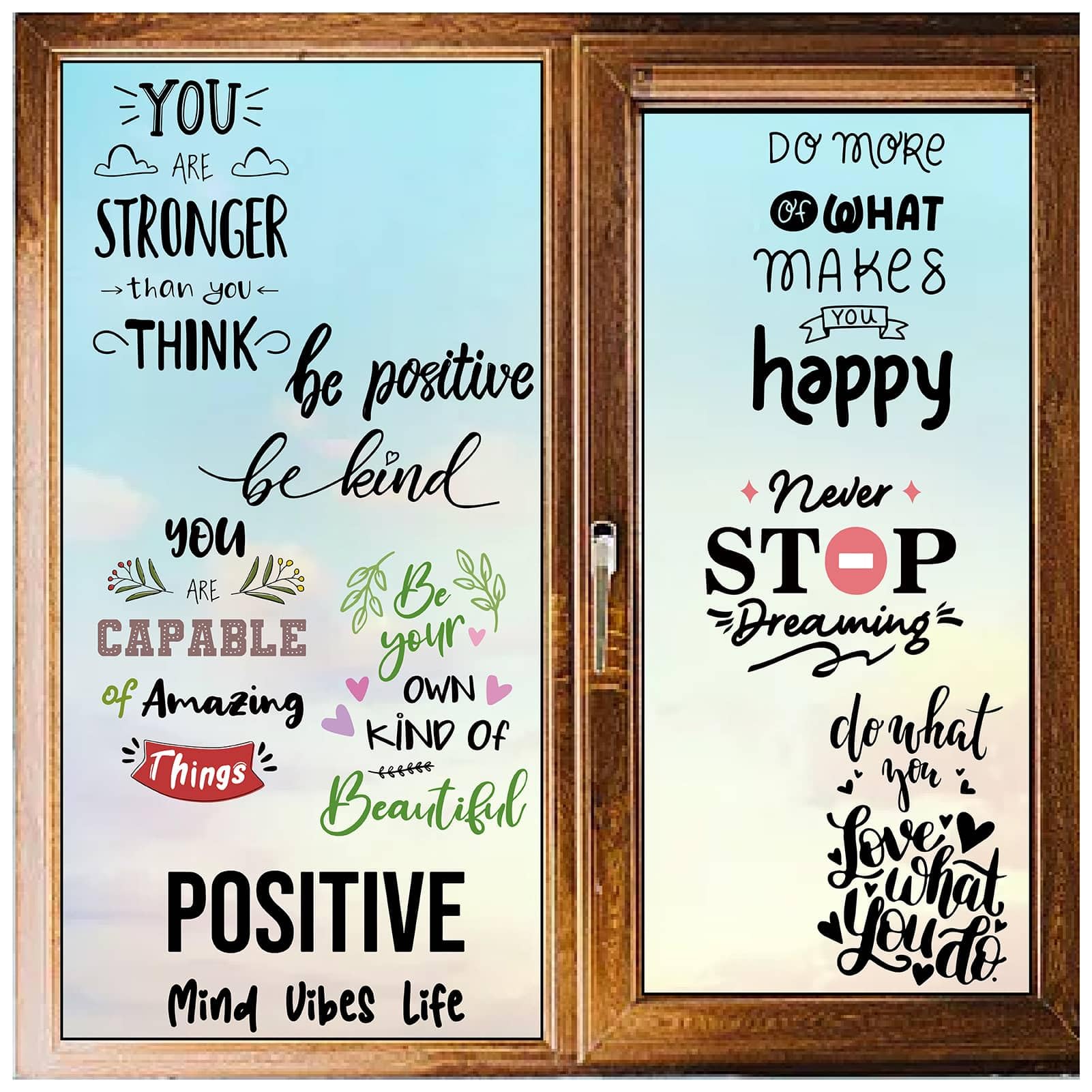 CRASPIRE 8 Styles Inspirational Quotes Words Window Decals Motivational Positive Saying Wall Stickers Clings Peel and Stick PVC Waterproof Self Adhesive for Teens Bedroom Living Room Dorm Classroom