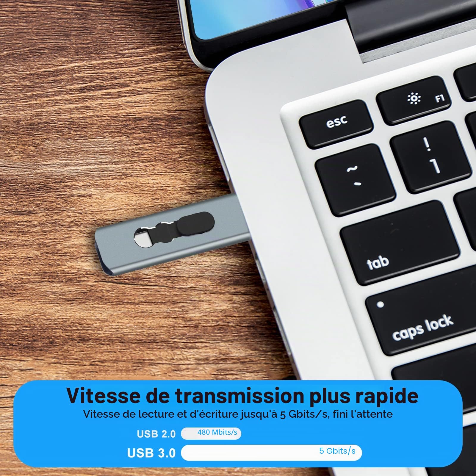 Clé USB 3.0 256Go 3-en-1 Mémoire Stick pour Téléphones Android, BorlterClamp OTG USB 3.0 Flash Drive avec 3 Ports (USB C/microUSB/USB-A) pour PC, Téléphones comme Samsung Galaxy et Plus (Gris)