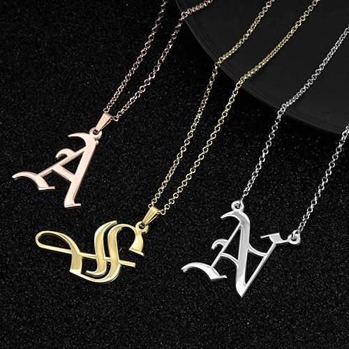Miniatura 4 de Gothic Letter Necklace - Gold Alphabet Letter Pendant - Sterling Silver Old English Gothic Initial Necklace - Women Jewelry - Personalized Gift for