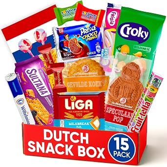Dutch Snack Box - 12 Authentic Netherlands Treats Variety Pack | Tonys Chocolonely, Cote dOr Mini Pralines, Wilhelmina Peppermint, Speculaas, Salmiak Licorice & More | Hollandse Gift for Expats