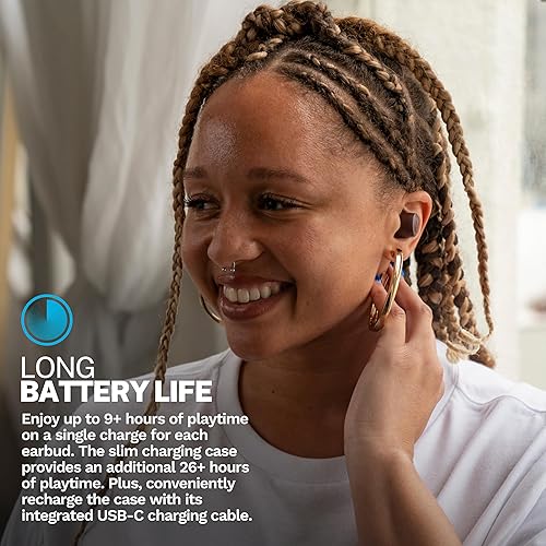 Vista 3 de JLab Go Air Tones+ - Audífonos inalámbricos Bluetooth diseñados con encendido y conexión automáticos, controles táctiles, más de 32 horas de B-4625 W