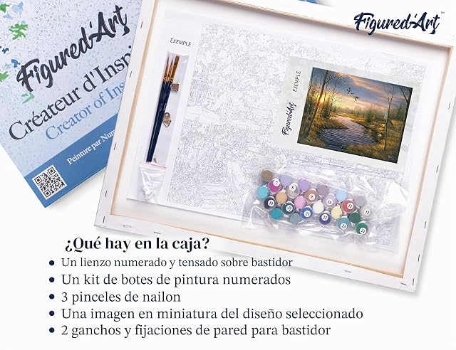 Foto 5 de 8 de Figured'Art Pintar por Numeros Adultos con marco Casa de campo al atardecer