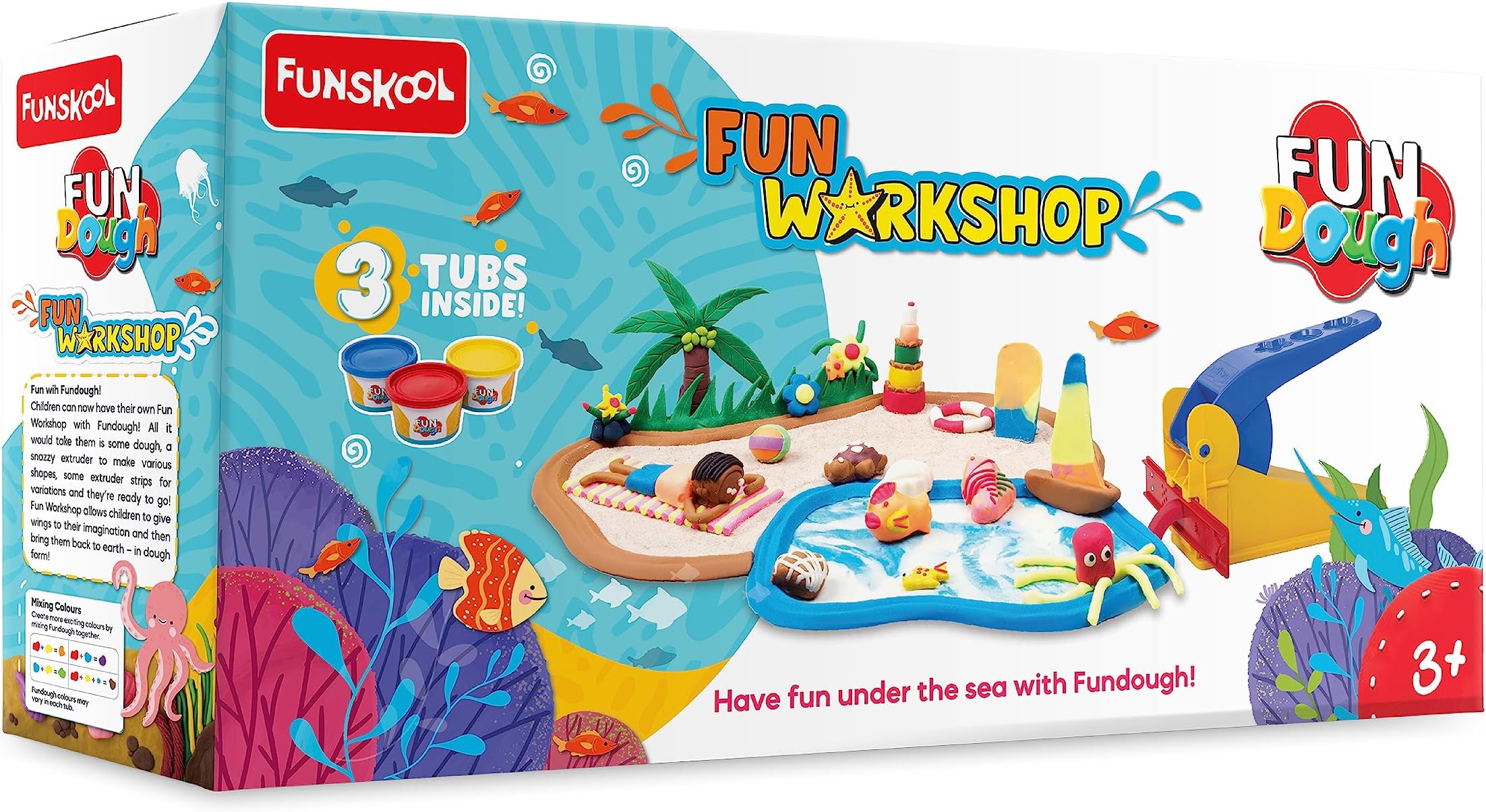 - Fundough Funskool Bumper Dough Kit, Play Set for Kid, 3 Colorful Tubs of 75g Each (225g Total), Learning, Fun & Engaging Activity, Multicolour, Gift Set for Kids, Age 3+ Years