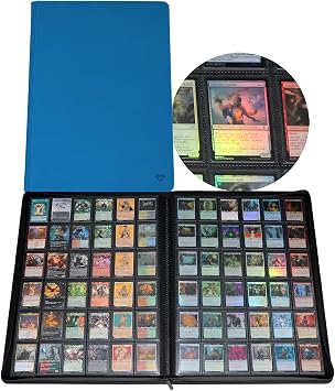 36Pocket Ringless Trading Card Binder Holds 2304 Cards, SideLoading Black Pages, Zipper Collection Album for TCG & Sports Cards Blue