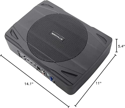 Miniatura 10 de Rockville Paquete SS8P Subwoofer activo para cochecamión de 400 vatios y 8 pulgadas delgado debajo del asiento, kit de instalación de amplificador