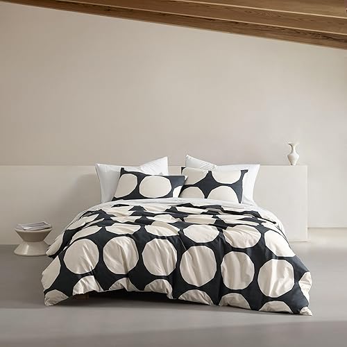 Marimekko - Juego de funda de edredón tamaño Queen, ropa de cama de algodón orgánico con fundas a juego, decoración del hogar atrevida y moderna,