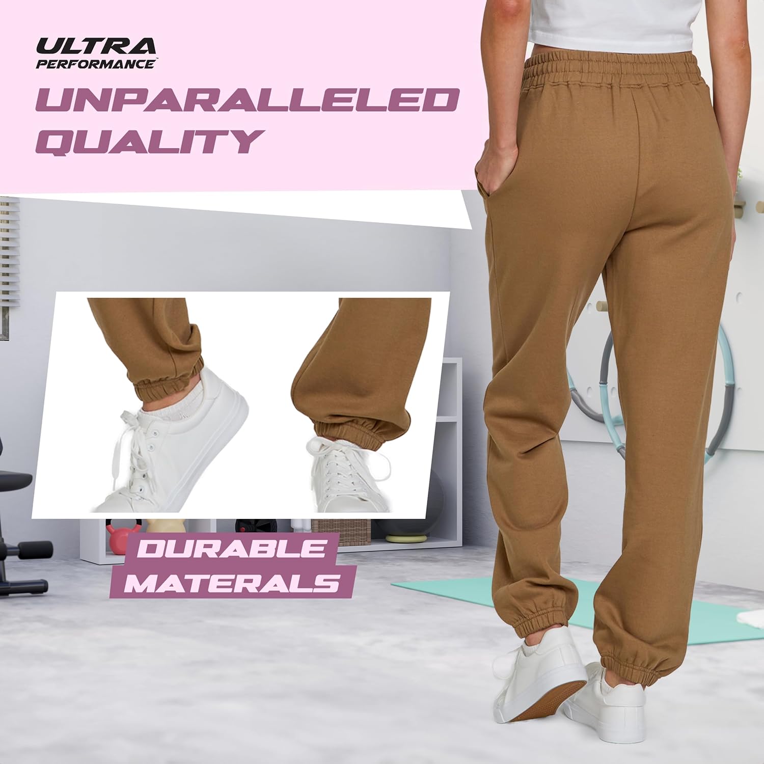 Ultra Performance Womens Sweatpants 3 Pack Cotton Joggers Women's Fleece Sweats Gym & Workout Pants for Women - Image 4