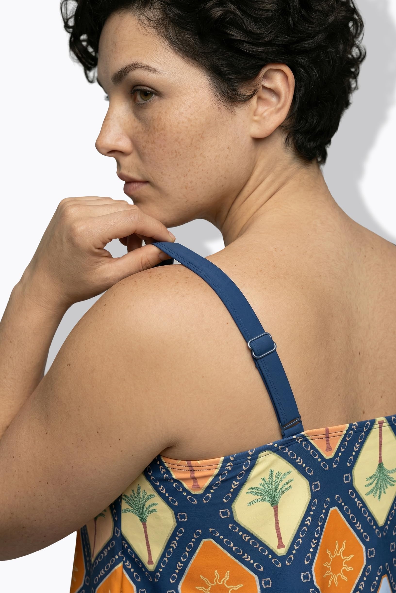 Ulla Popken Damen große Größen Übergrößen Plus Size Tankini, Karo, Elastiksaum, Softcups, Träger verstellbar 836729