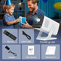 Vista 10 de Mini Portable Projector for Bedroom with WiFi and Bi-directional Bluetooth 1080P 4K Support Smart Android 14 OS Auto Keystone Compatible with