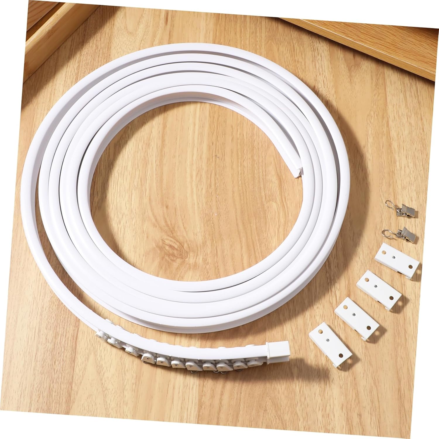 Cabilock 1set Flexible Ceiling Curtain Track Bendable and Silent Track Clips for Various Curtain Types for Use