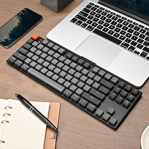 Miniatura 8 de Keychron Teclado mecánico con cable Bluetooth inalámbrico y USB con diseño sin llave de 87 teclas con interruptor marrón Gateron de perfil bajo