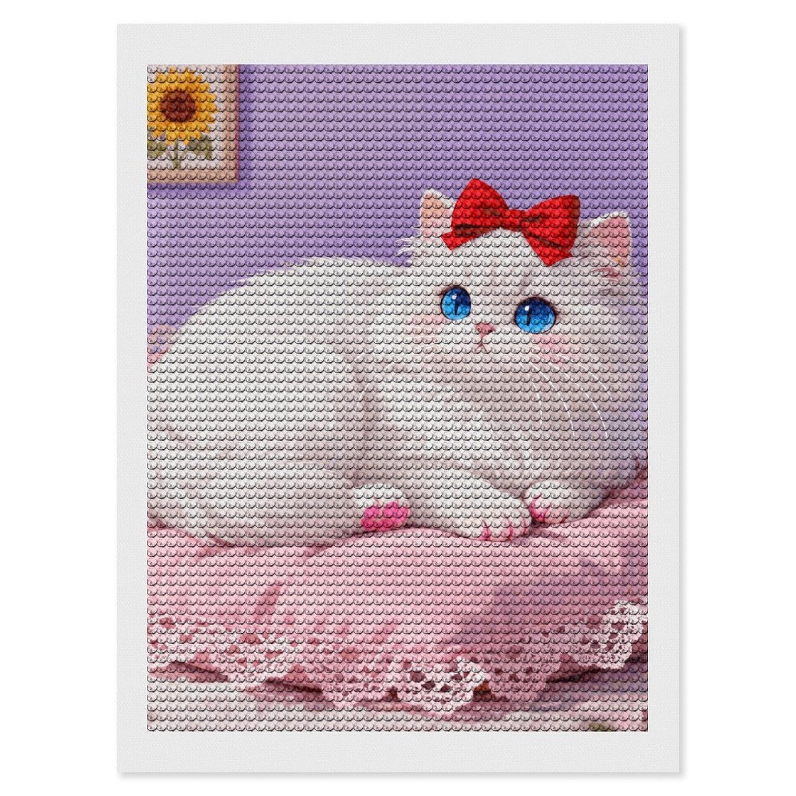DWVTSLH Blue-Eyed Cat Diamond Painting Kits for Adults, Personalized Diamond Photo Art Full Drill, DIY 5D Diamond Art Painting Kits for Beginners, Home Wall Decor 12"x16"