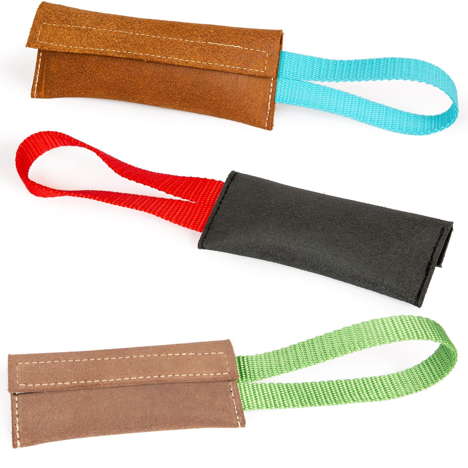 CopcoPet Futterdummy aus Leder – Robuster Futterbeutel & Trainingsdummy für Hunde ca. 15 x 6 cm, Cognac – Hundespielzeug zum Apportieren & für Hundetraining, Welpen & Erwachsene, befüllbar