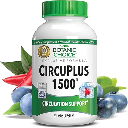 Miniatura 1 de Botanic Choice CircuPlus 1500 - Suplemento para la salud del corazón, la circulación y las venas - Vitamina B1, pimienta de cayena, espino y ginkgo