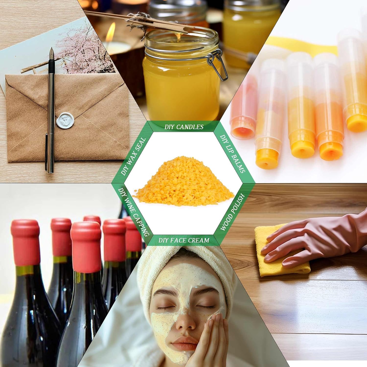 ENCANLIGHT 100% Pure Natural Beeswax Pellats,Organic Beeswax Pastillas-Natural Beewaxs for Candle Making,Lotions,Lip Balm,Body Creams and Soap Making