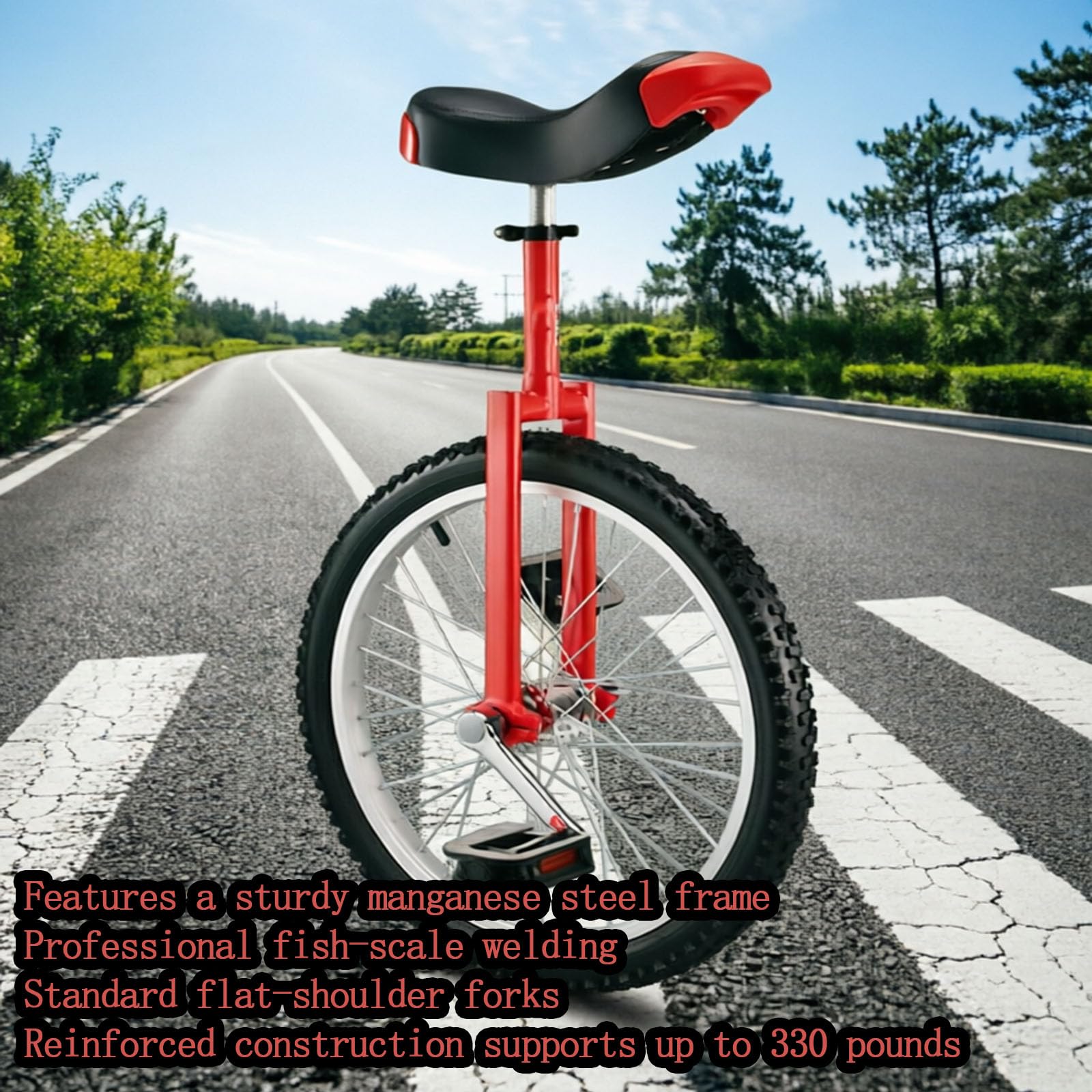 Monocycle De 20 Pouces, Vélo À Une Roue avec Pneu Étanche, Siège Réglable, Roulement Incurvé Et Silencieux, Conceptions Antidérapantes, pour Les Sports De Plein Air, Les Exercices De Fitness