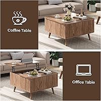 Vista 5 de Mesa auxiliar cuadrada con tapa elevable para sala estar u oficina en casa, con almacenamiento, compartimento oculto, estilo moderno mediados