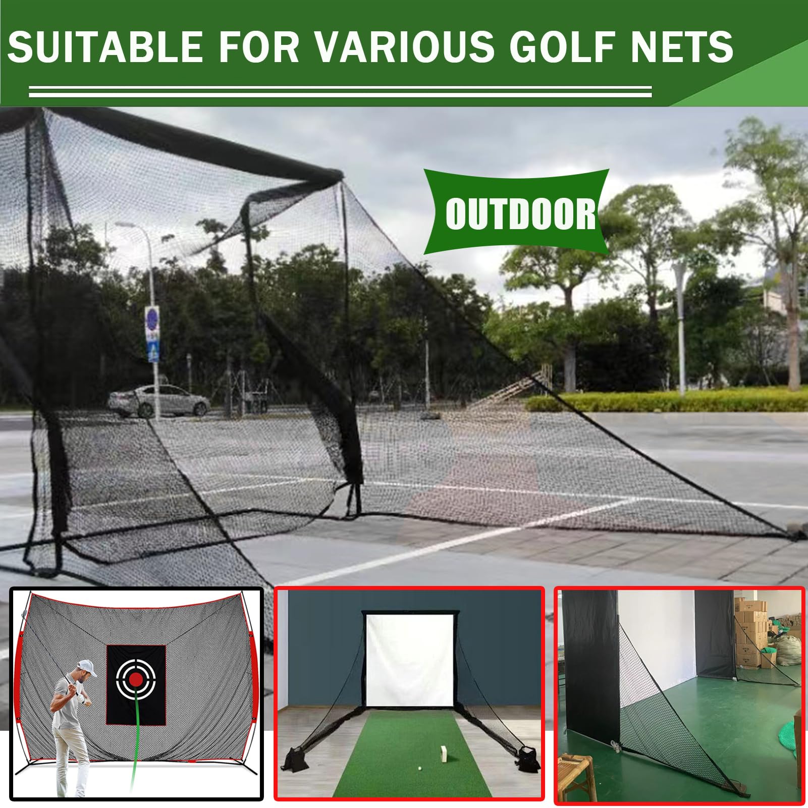 2 redes de golf de 7 pies de altura con dos sacos de arena para marco de redes de golpeo de golf; red de barrera de práctica de golf para golf, béisbol, hockey, fútbol