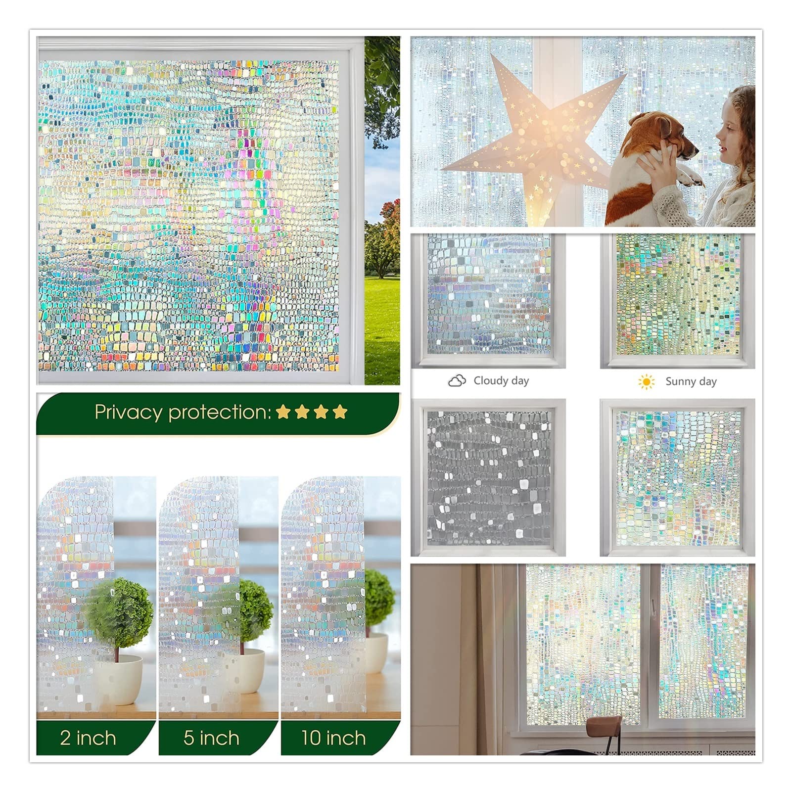 Film De Confidentialité Pour Fenêtre, Effet Arc-en-ciel 3D, Décoratif