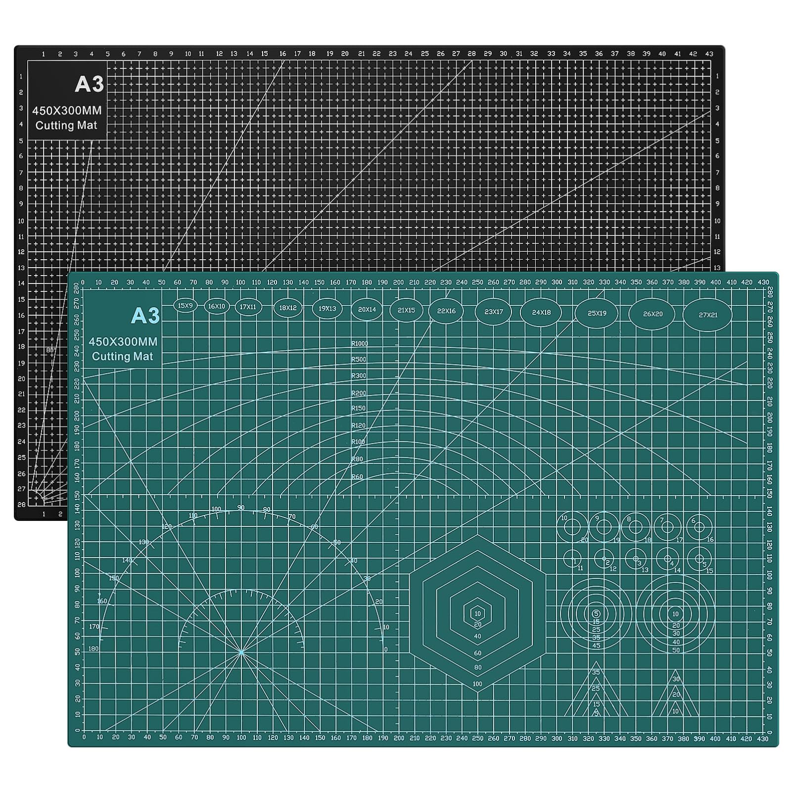 Tapis de Découpe pour Loisirs Créatifs, Planche Quadrillée, Lot de 2