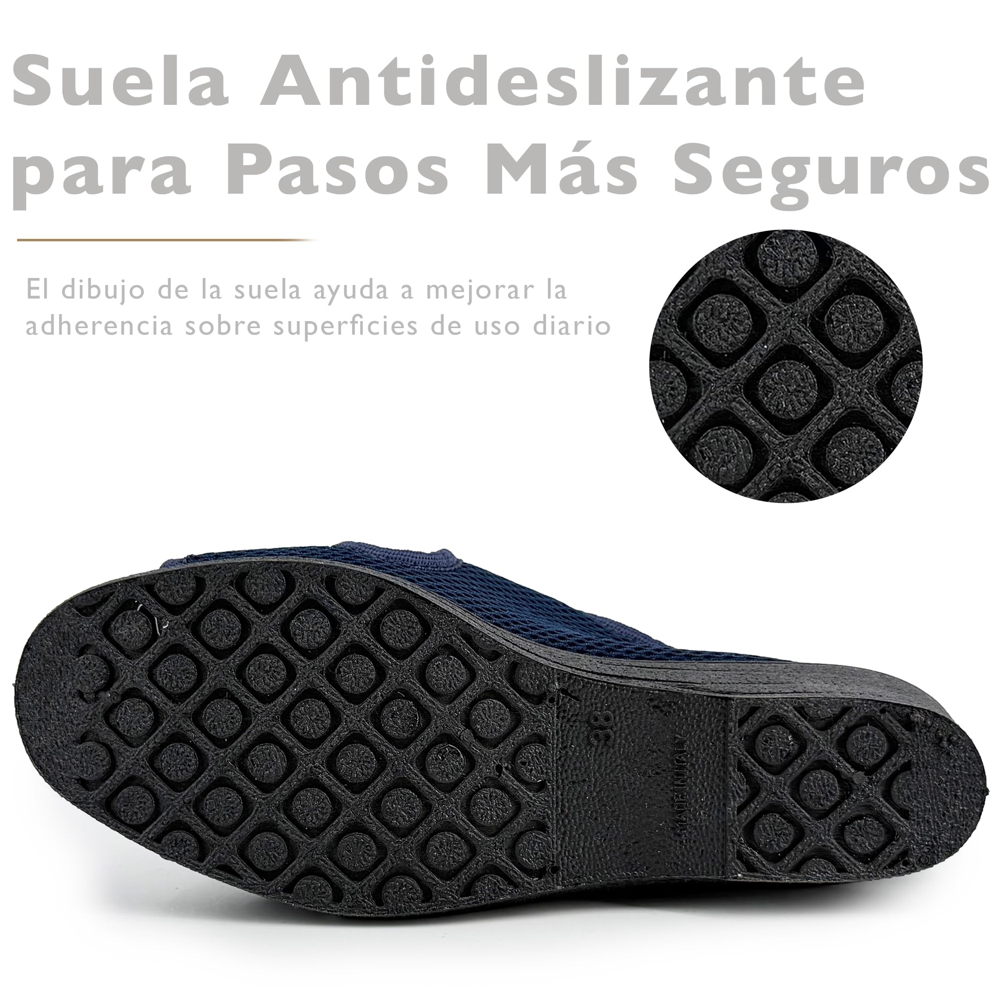 JOMIX Zapatillas Casa Mujer Verano Abiertas con Cierre Ajustable Cómodas Ajustables para Casa Uso Diario Ligeras Frescas para Pies Delicados