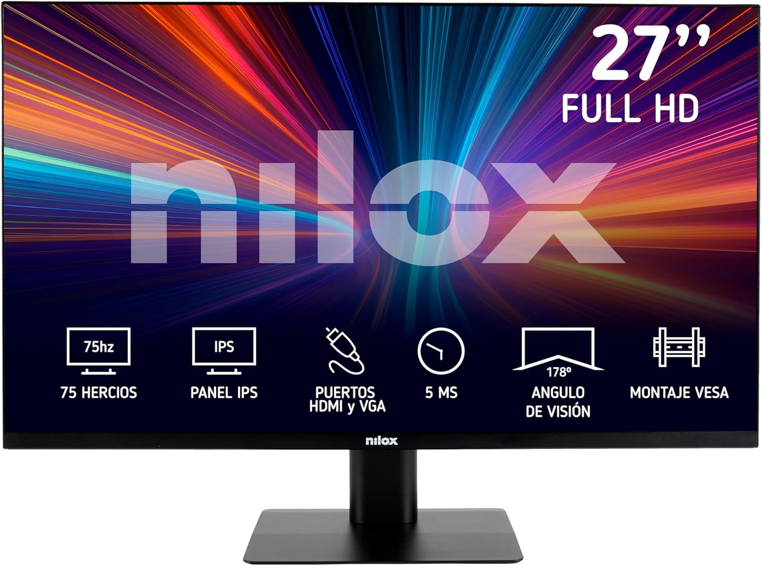 NXM27FHD11 Monitor Gaming FullHD 27 Pollici, Frequenza 75Hz, Tempo di Risposta 5ms, Ingressi HDMI e VGA, Monitor PC con Retroilluminazione LED e Angolo di Visione 178-¦