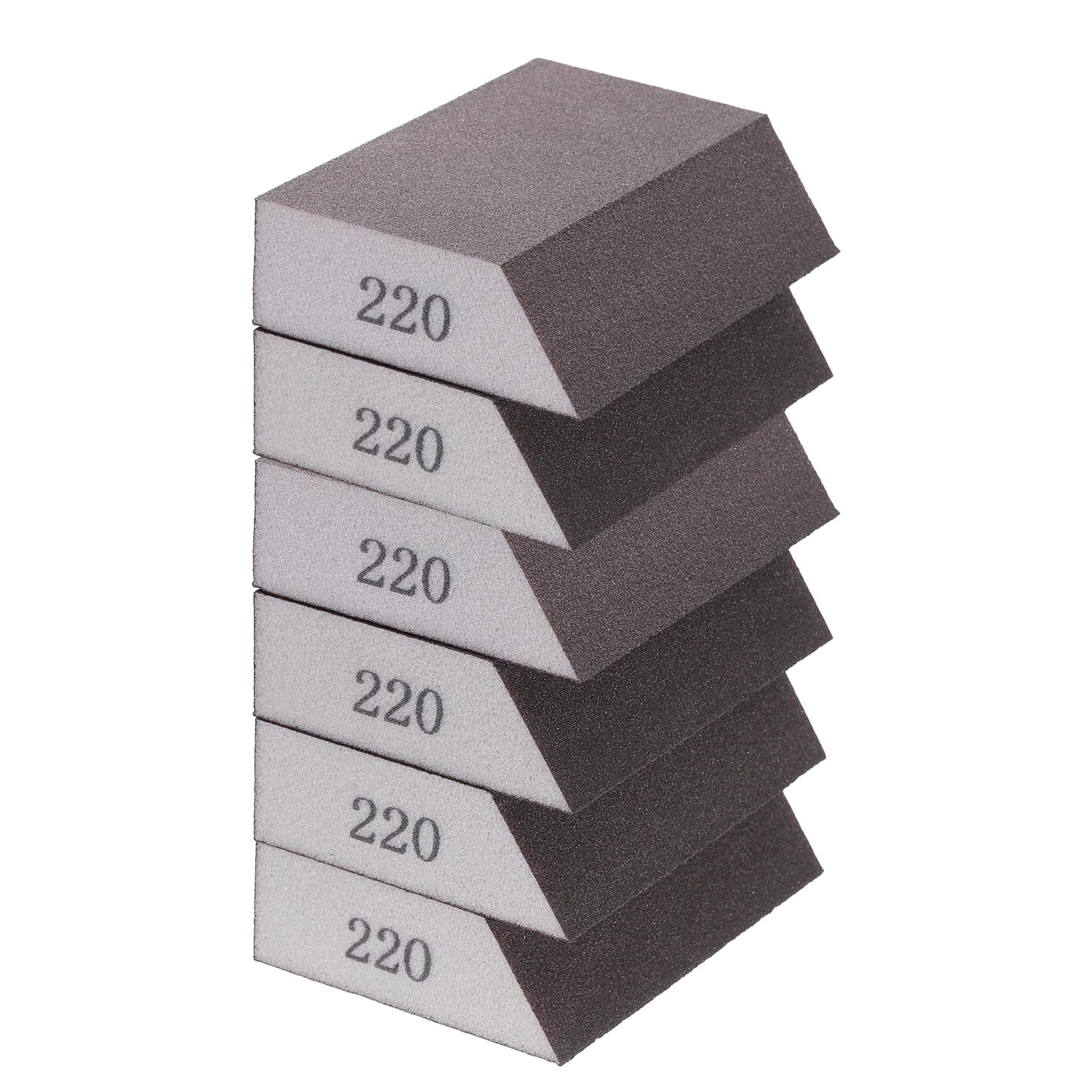 sourcing map 6pcs Sanding Sponge Blocks 220# (1000 Grit) Sanding Sponge with Angled Edge 4"x2.8"x1", Washable and Reusable Foam Sanding Block for Polishing Kitchen Metal Wood Drywall Home